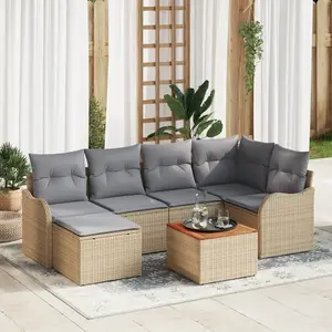 vidaXL Ensemble de canapé de jardin 7 pcs Beige et Gris clair pas cher