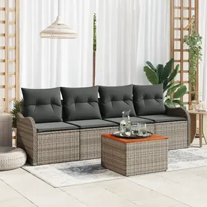 vidaXL Ensemble de canapé de jardin avec stockage 5 pcs Gris polyrotin pas cher