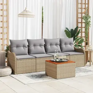 vidaXL Ensemble de canapé de jardin 5 pcs Beige et Gris clair pas cher