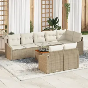 vidaXL Ensemble de canapé de jardin 9 pcs Beige et crème polyrotin pas cher