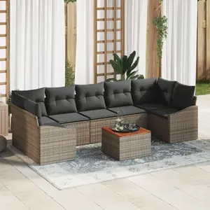 vidaXL Ensemble de canapé de jardin avec stockage 8 pcs Gris polyrotin pas cher