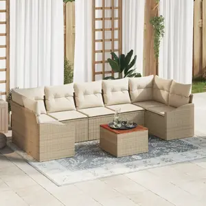 vidaXL Ensemble de canapé de jardin 8 pcs Beige et crème polyrotin pas cher