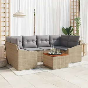 vidaXL Ensemble de canapé de jardin 7 pcs Beige et Gris clair pas cher
