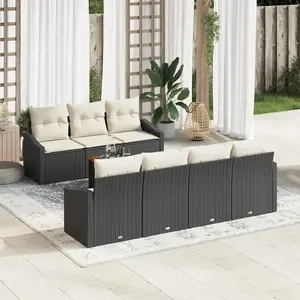 vidaXL Canapés de Jardin 8 Pièces avec Coussins Noir en Rattan Acacia pas cher