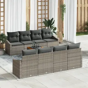 vidaXL Ensemble de canapé de jardin avec stockage 9 pcs Gris polyrotin pas cher