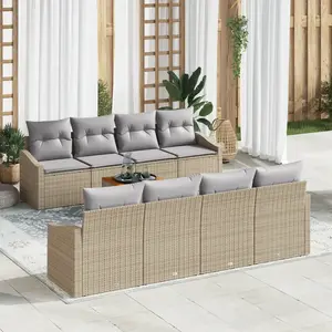 vidaXL Ensemble de canapé de jardin 9 pcs Beige et Gris clair pas cher