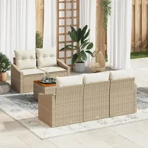 vidaXL Ensemble de canapé de jardin 6 pcs Beige et crème polyrotin pas cher