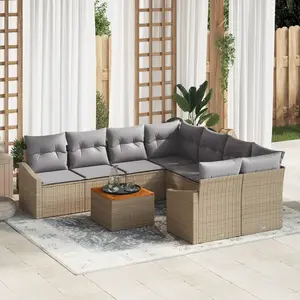 vidaXL Ensemble de canapé de jardin 9 pcs Beige et Gris clair pas cher