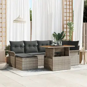 vidaXL Ensemble de canapé de jardin 7 pcs Gris Poly rotin pas cher