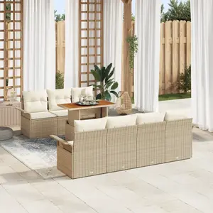 vidaXL Ensemble de canapé de jardin 8 pcs Beige Poly rotin pas cher