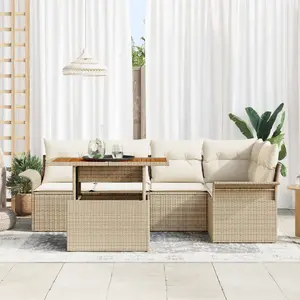 vidaXL Ensemble de canapé de jardin 6 pcs Beige Poly rotin pas cher