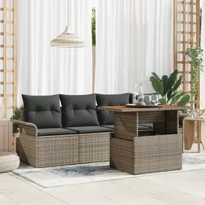 vidaXL Ensemble de canapé de jardin 5 pcs Gris Poly rotin pas cher