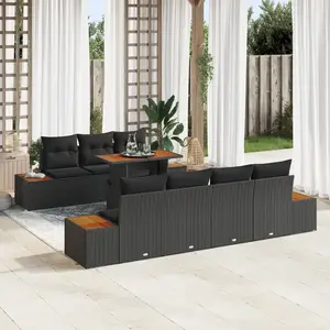 vidaXL Ensemble de canapé de jardin 8 pcs Noir Poly rotin pas cher