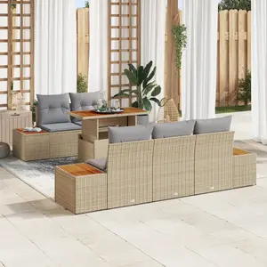 vidaXL Ensemble de canapé de jardin 6 pcs Beige Poly rotin pas cher