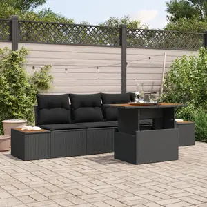 vidaXL Ensemble de canapé de jardin 5 pcs Noir Poly rotin pas cher