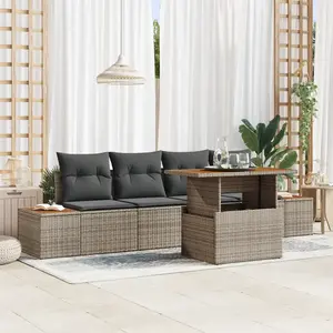 vidaXL Ensemble de canapé de jardin 5 pcs Gris Poly rotin pas cher