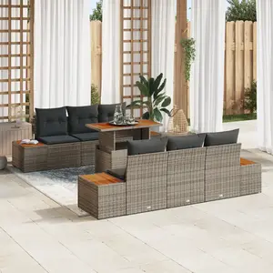 vidaXL Ensemble de canapé de jardin 7 pcs Gris Poly rotin pas cher
