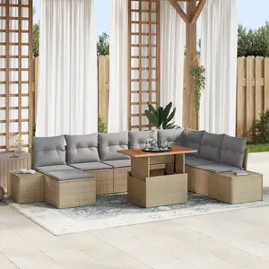 vidaXL Ensemble de canapé de jardin 9 pcs Beige Poly rotin pas cher