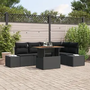 vidaXL Ensemble de canapé de jardin 6 pcs Noir Poly rotin pas cher