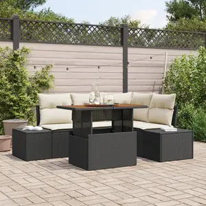 vidaXL Ensemble de canapé de jardin 5 pcs Noir Poly rotin pas cher