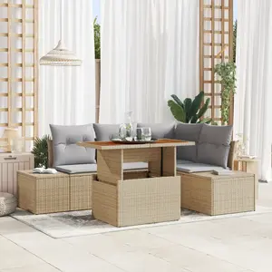 vidaXL Ensemble de canapé de jardin 5 pcs Beige Poly rotin pas cher