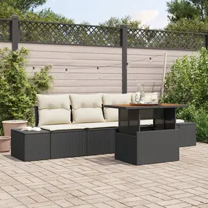 vidaXL Ensemble de canapé de jardin 5 pcs Noir Poly rotin pas cher