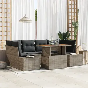 vidaXL Ensemble de 7 Canapés de Jardin avec Coussins Gris Rattan Poly pas cher