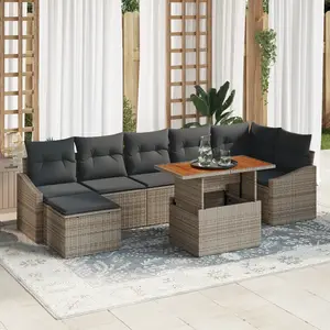 vidaXL Ensemble de canapé de jardin 8 pcs Gris Poly rotin pas cher