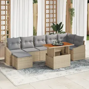 vidaXL Ensemble de canapé de jardin 8 pcs Beige Poly rotin pas cher