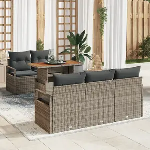 vidaXL Ensemble de canapé de jardin 6 pcs Gris Poly rotin pas cher