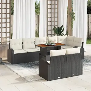vidaXL Ensemble de canapé de jardin 9 pcs Noir Poly rotin pas cher