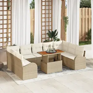 Comparateur de prix : Set De Sofa De Jardin 10 Pièces Avec Coussins Beige Poly Rattan, Sofa De Jardin 2 Places Avec Rangement & Coussins Beige Poly Rattan