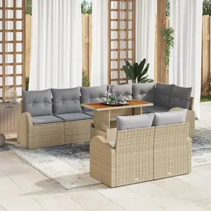 vidaXL Ensemble de canapé de jardin 9 pcs Beige Poly rotin pas cher