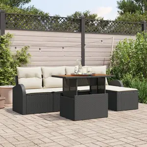 vidaXL Ensemble de canapé de jardin 6 pcs Noir Poly rotin pas cher