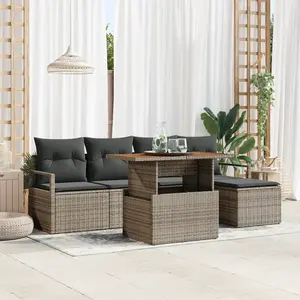 VIDAXL Ensemble De Canapé De Jardin De 6 Pièces Avec Coussins Gris En Rattan, Canapé De Jardin 2 Places Avec Rangement & Coussins Gris En Rattan pas cher
