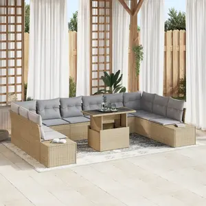 vidaXL Ensemble De Canapés De Jardin Vidaxl Ensemble De 11 Beige, Gris pas cher