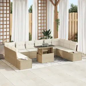 vidaXL Ensemble De Canapé De Jardin Vidaxl 11 Pièces Beige, Crème pas cher