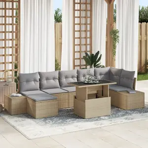 vidaXL Set De Canapé De Jardin Vidaxl 8 Pièces Beige, Gris pas cher