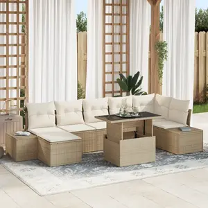 vidaXL Vidaxl Ensemble De Canapé De Jardin 8 Pièces Beige Poly Rattan Moderne pas cher