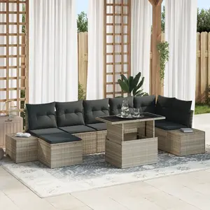 vidaXL Ensemble de canapé de jardin 8 pcs Gris clair Poly rotin pas cher