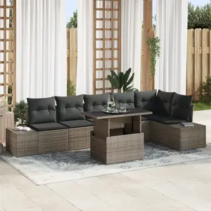 vidaXL Vidaxl Ensemble De Canapé De Jardin 7 Pièces Avec Coussins Gris Rotin Poly pas cher