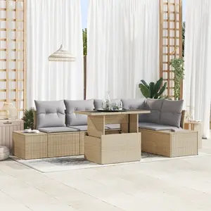 vidaXL Ensemble de canapé de jardin 6 pcs Beige Poly rotin pas cher