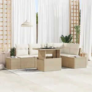 vidaXL Ensemble de canapé de jardin 6 pcs Beige Poly rotin pas cher