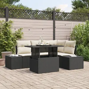vidaXL Ensemble De Canapé De Jardin Vidaxl 5 Pièces Noir, Crème pas cher