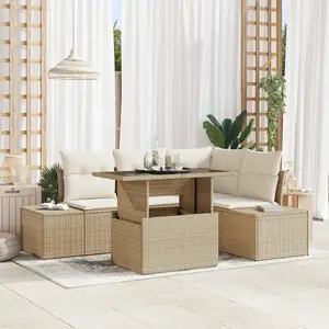 vidaXL Vidaxl Ensemble De Canapés De Jardin 5 Pièces Beige Naturel Rotin Et Métal pas cher