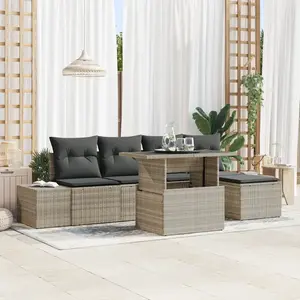 vidaXL Ensemble de canapé de jardin 6 pcs Gris clair Poly rotin pas cher