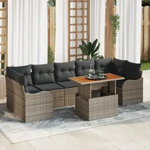 vidaXL Ensemble de canapé de jardin 8 pcs Gris Poly rotin pas cher