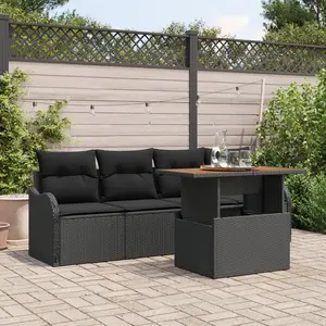 vidaXL Ensemble de canapé de jardin avec stockage 5 pcs Noir polyrotin pas cher