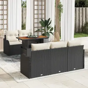 vidaXL Ensemble de canapé de jardin 6 pcs Noir Poly rotin pas cher
