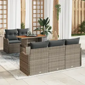 vidaXL Vidaxl Ensemble De Canapé De Jardin De 6 Pièces Avec Coussins Gris Rattan Poly pas cher